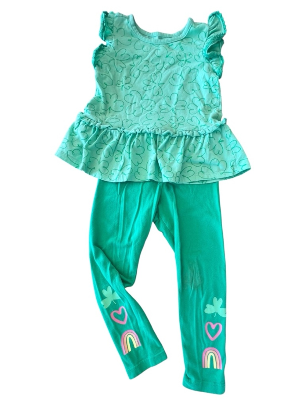 Cat & Jack Toddler Girls' Clover St Patrick’s Day 2pc Set - Green 3T